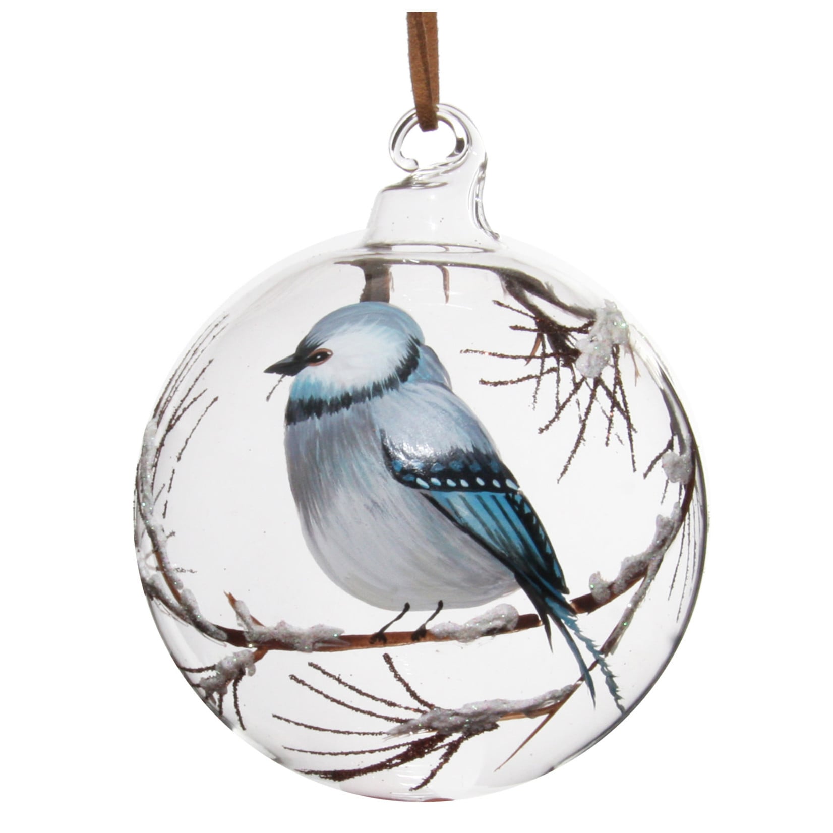 Shishi LLC Clear Blue Bird Glass Ball Ornament 3"