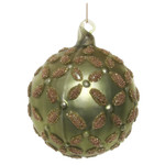 Shishi LLC Matte Green & Gold Glitter Glass Ball Ornament