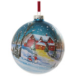 Shishi LLC Glass Ball with House & Snow Ornament
