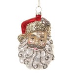 Shishi LLC Glass Santa Head Red Gold Ornament