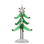 Shishi LLC Green Glass Tree with Clear Gold Dots Ornament