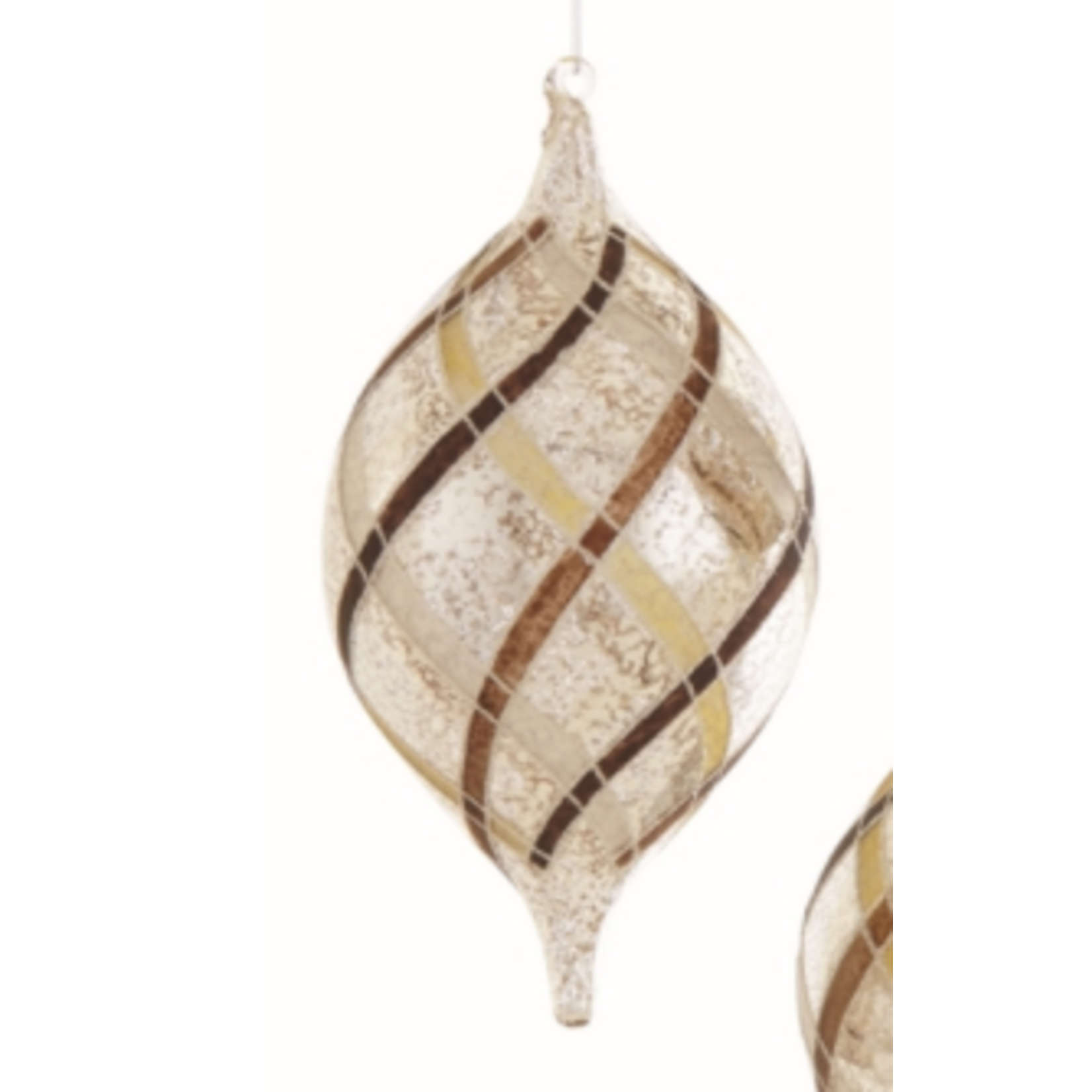 Napa Home and Garden Taupe Gold Plaid Glass Ornament  Drop