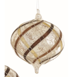 Napa Home and Garden Taupe Gold Plaid Glass Ornament  Chandelier