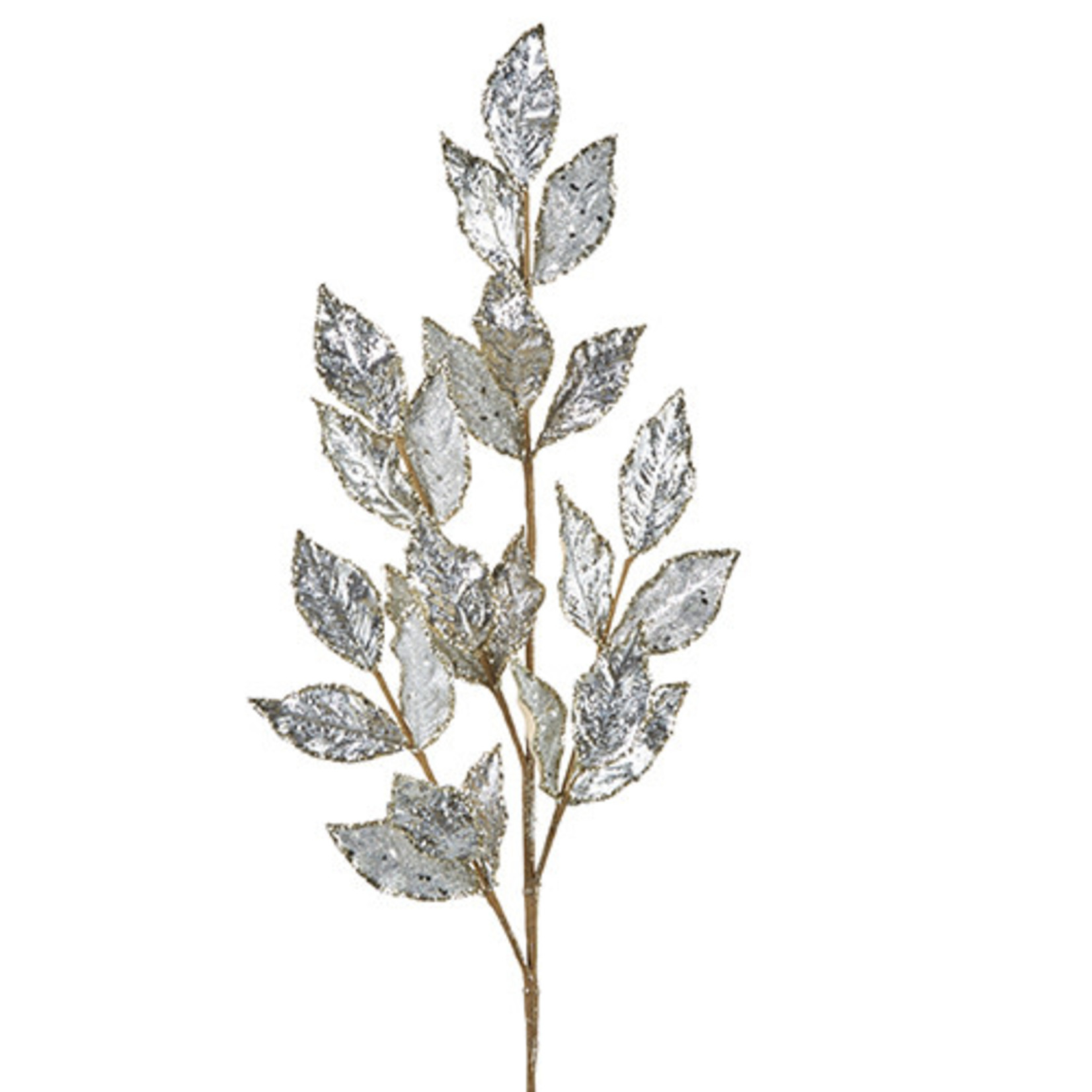RAZ Imports Glittered Silver Leaf Spray 29"