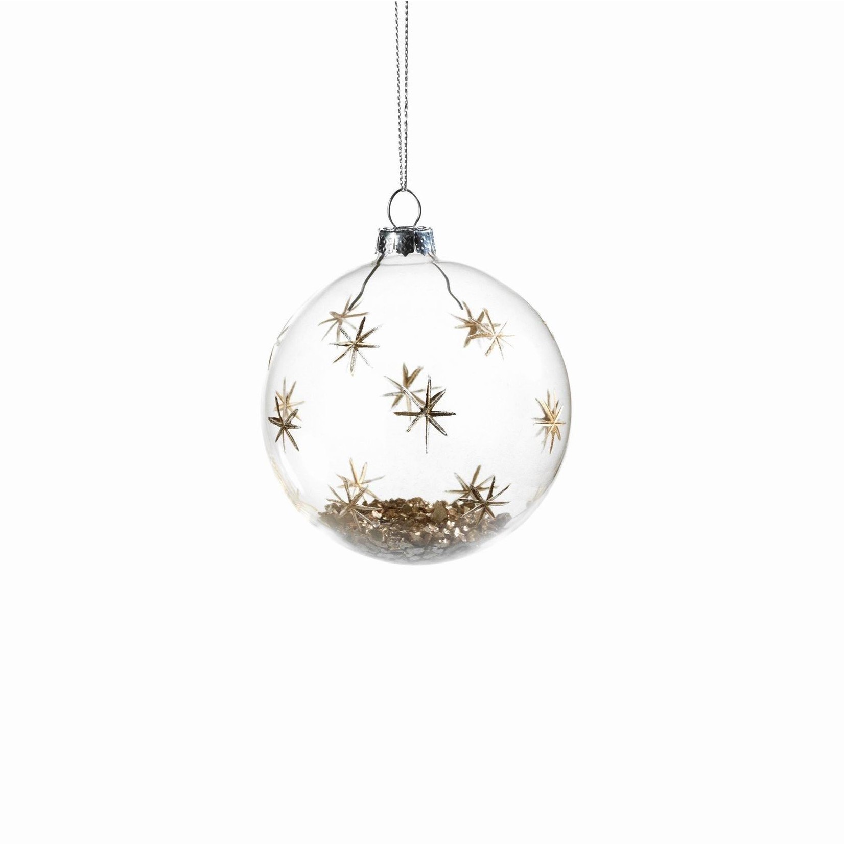 Zodax Clear Ball with Gold Confetti and Decor Ornament Medium