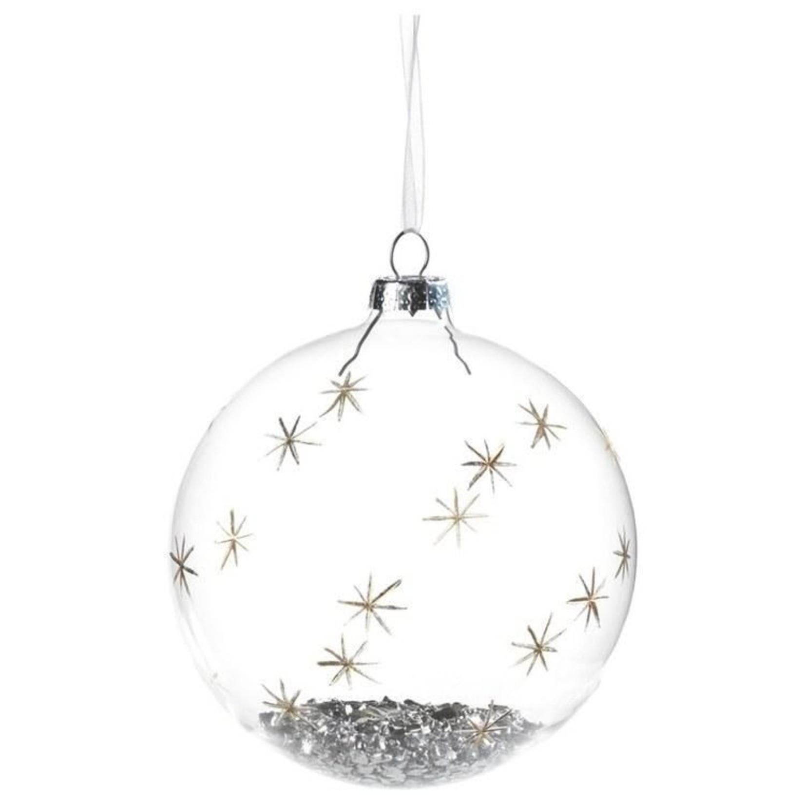 Zodax Clear Ball with Star Confetti Ornament Medium