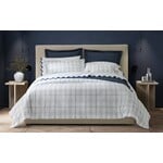 Matouk August Navy Plaid King Fitted Sheet