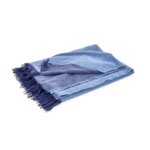 Matouk Paley Throw Blanket - Navy Chambray