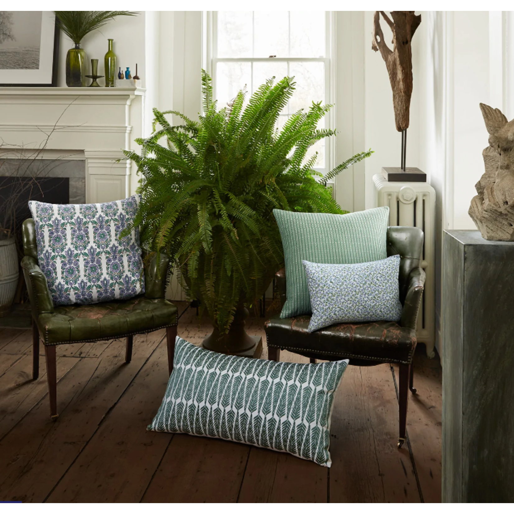 John Robshaw Textiles Riya Sage Bolster Pillow 17x32