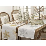 Saro Trading Company White Snowflake Tablecloth Runner