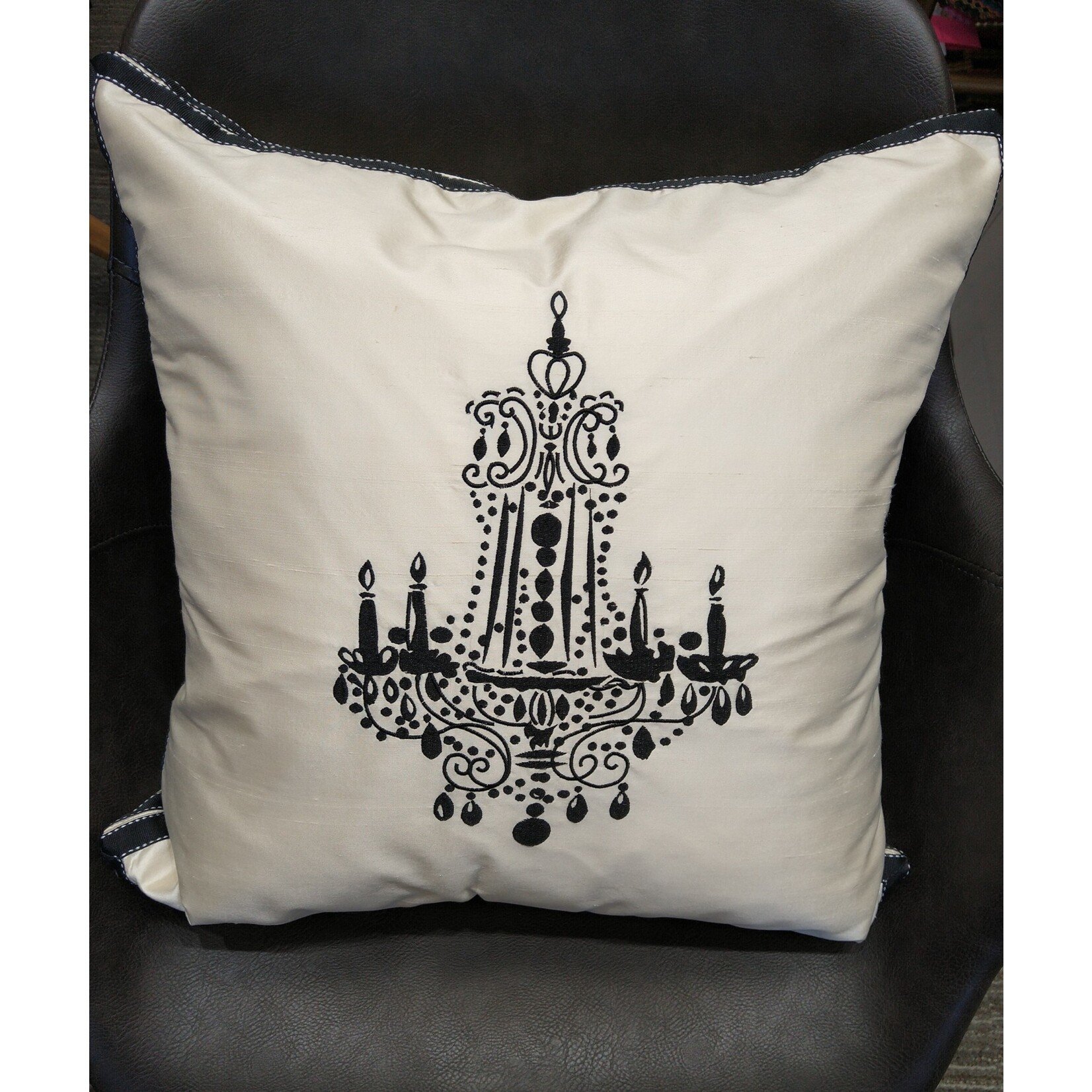 Eastern Accent Int Black & White Chandelier Throw Pillow 20x20
