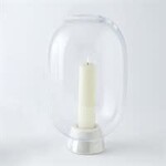 Global Views White Marble Cone Glass Hurricane Candleholder
