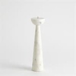 Global Views Round Top Candle Stand White Marble Small
