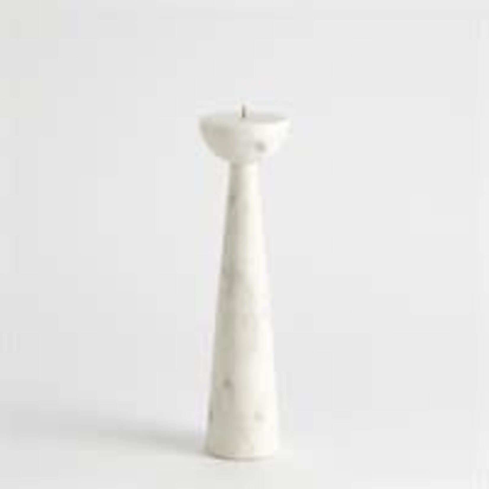 Global Views Round Top Candle Stand White Marble Small