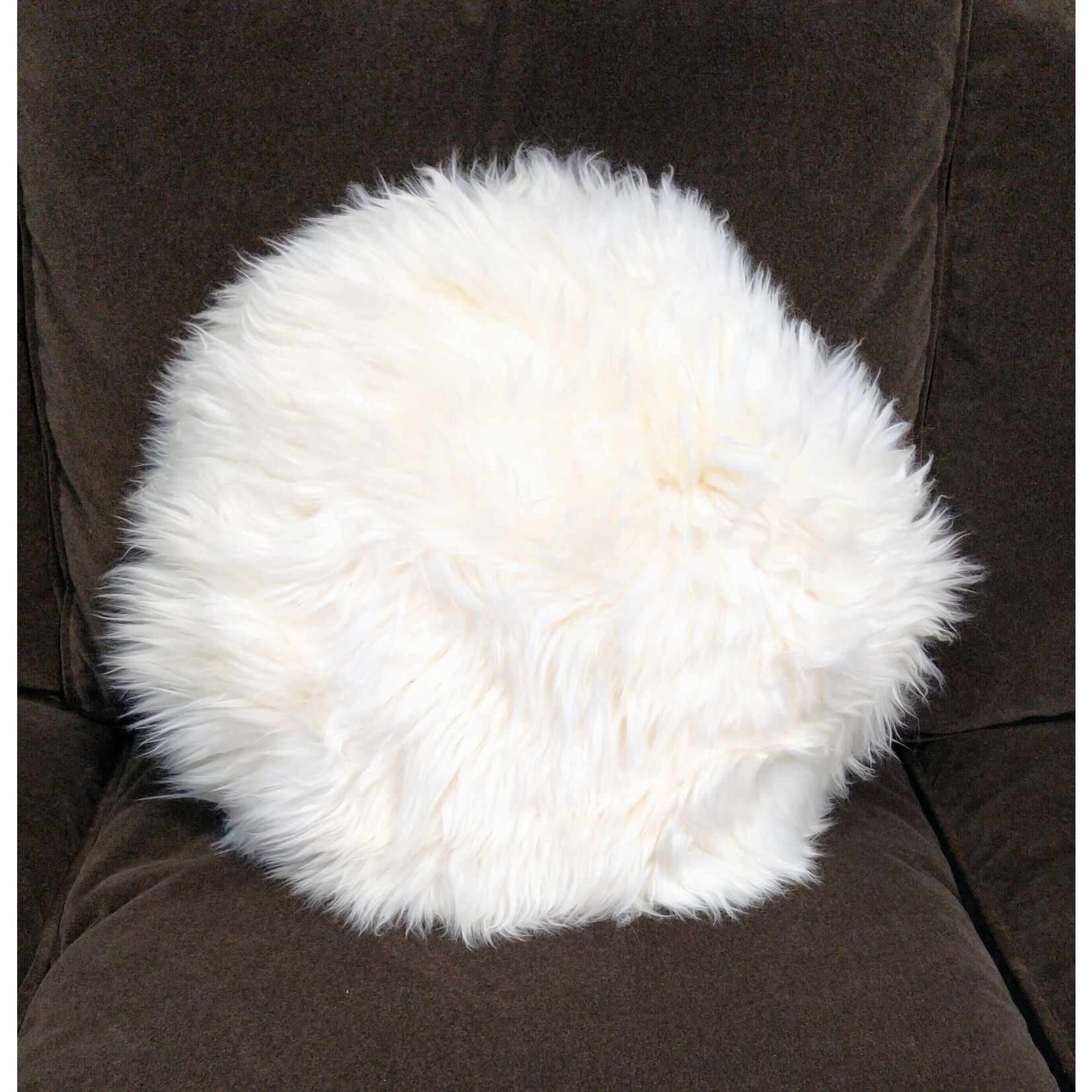 Tannery & Co. Merino Fur 16" Round Pillow Snow