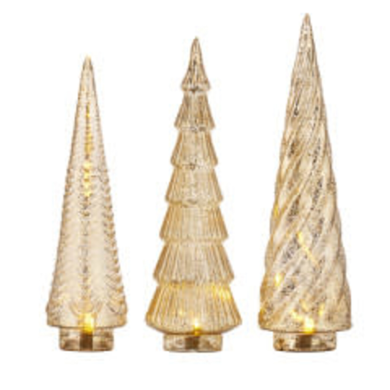 RAZ Imports Gold Mercury Glass Lighted Scooped Tree