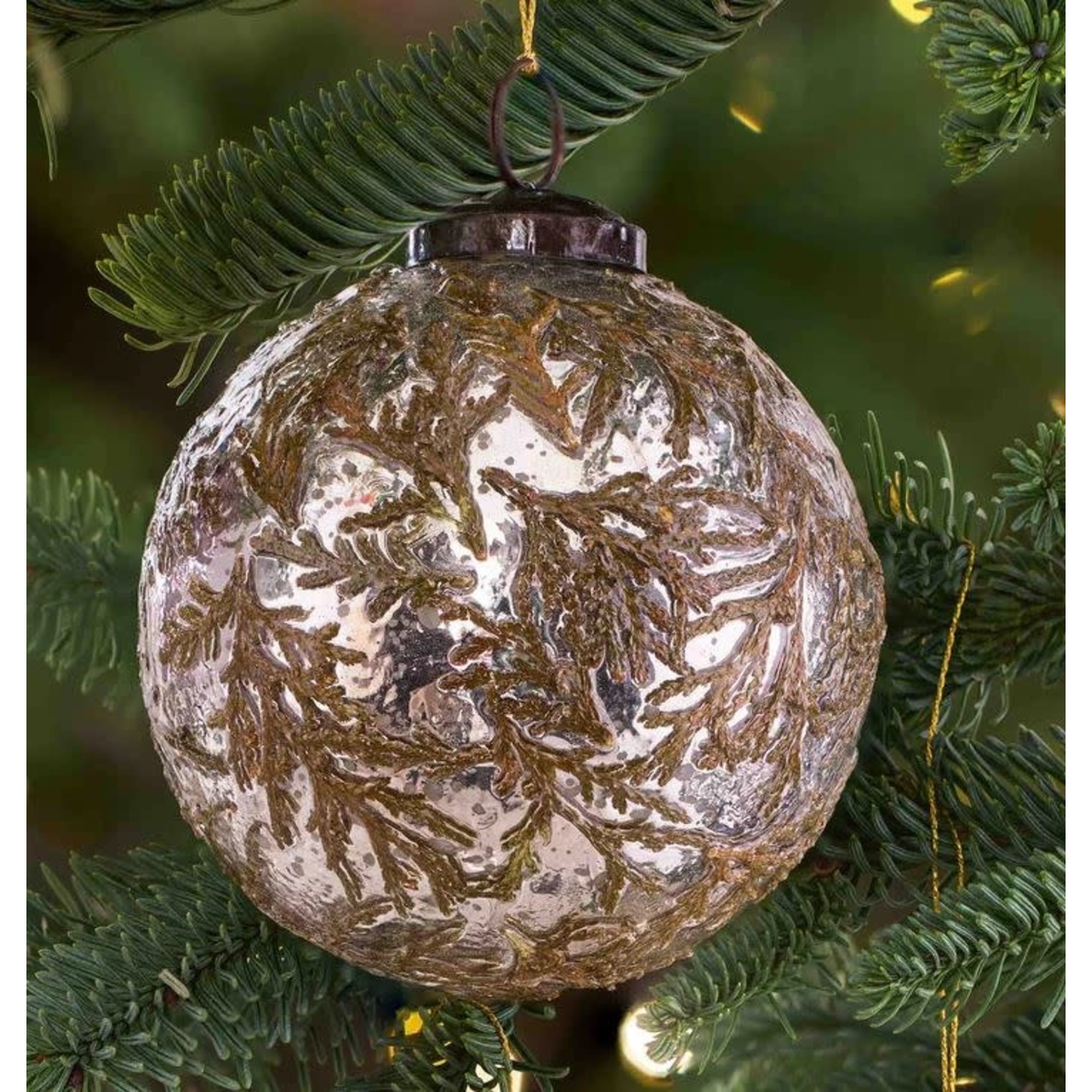 Texxture Balsam Mouth Blown Glass Silver Gold Ornament 4 in
