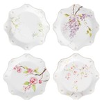 Juliska Berry & Thread White Floral Sketch Salad Plates Set of 4