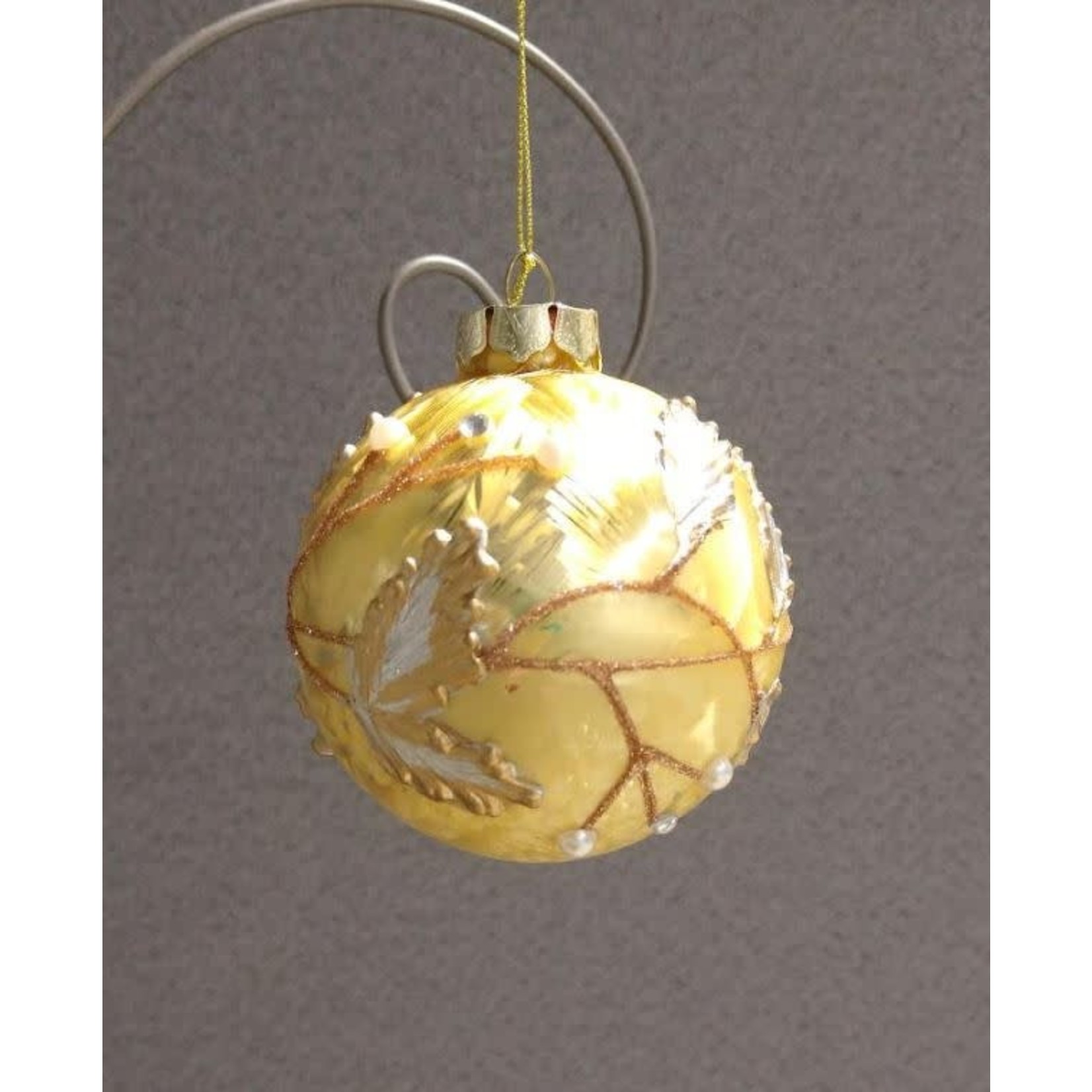Shishi LLC Glass Ball Gold Ice Leaf Deco Ornament