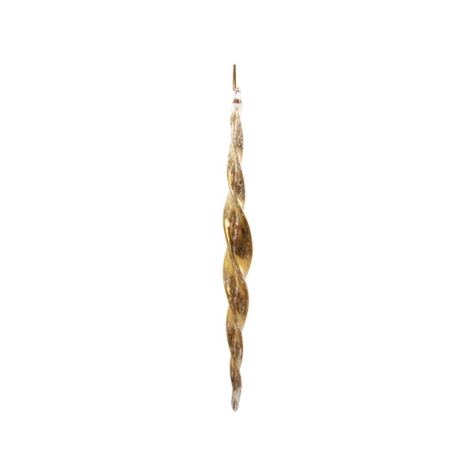 Shishi LLC Glass Whirl Leaf Gold Icicle Ornament 7"