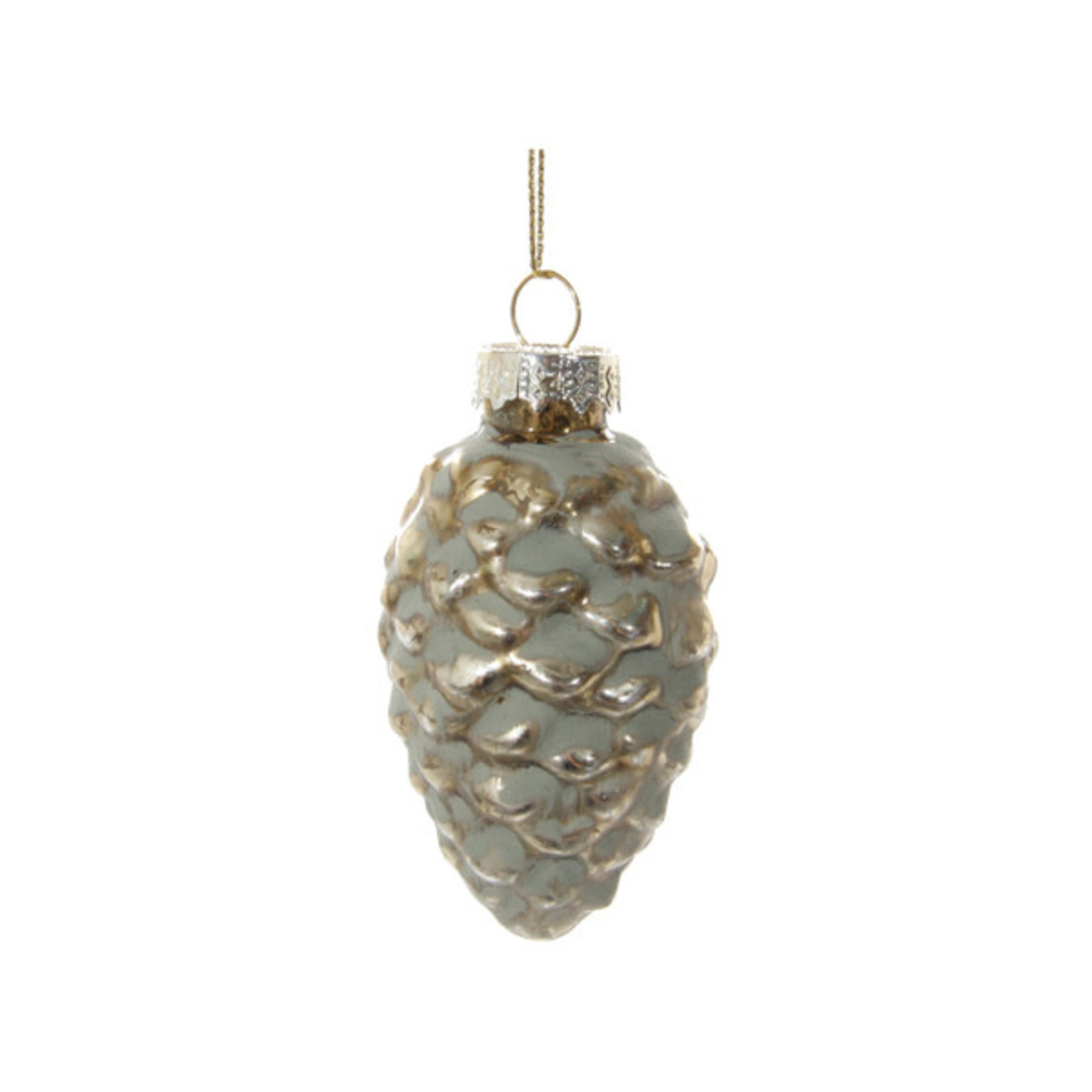 Shishi LLC Glass Pinecone Antique Green & Gold Ornament
