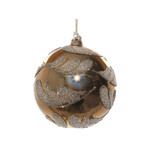Shishi LLC Glass Ball Gold Brown Glitter Bead Leaves Ornament