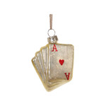 Shishi LLC Ace of Hearts Cards Glass Red Gold Ornament