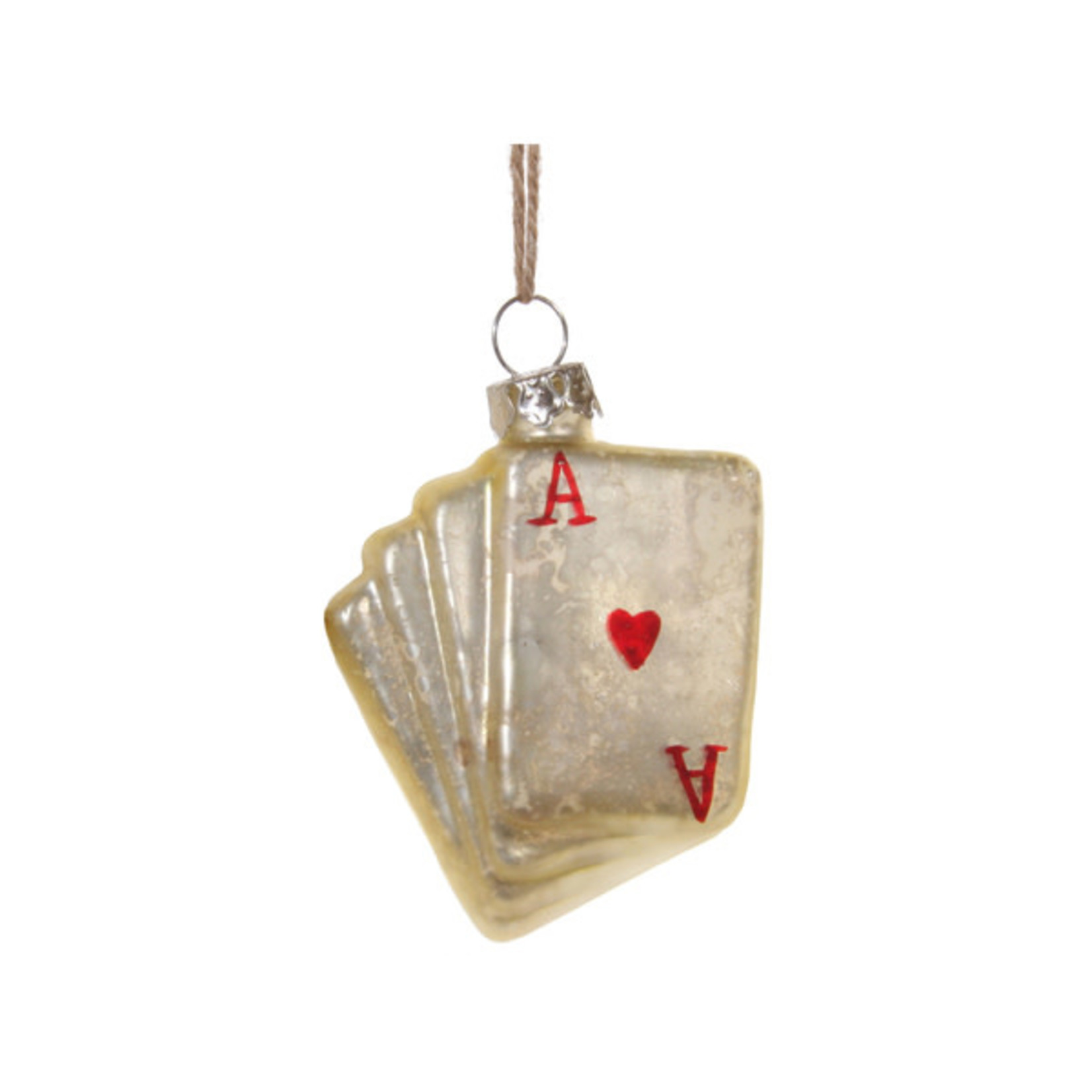 Shishi LLC Glass Playing Cards Red & Gold Ornament
