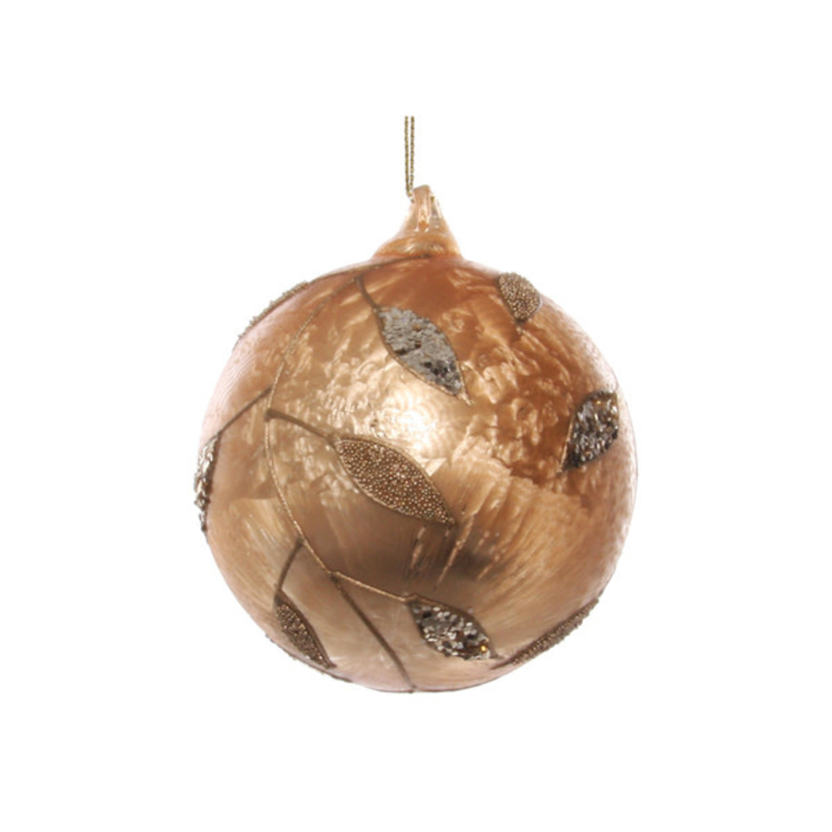 Shishi LLC Glass Ball Glitter Leaves Ornament