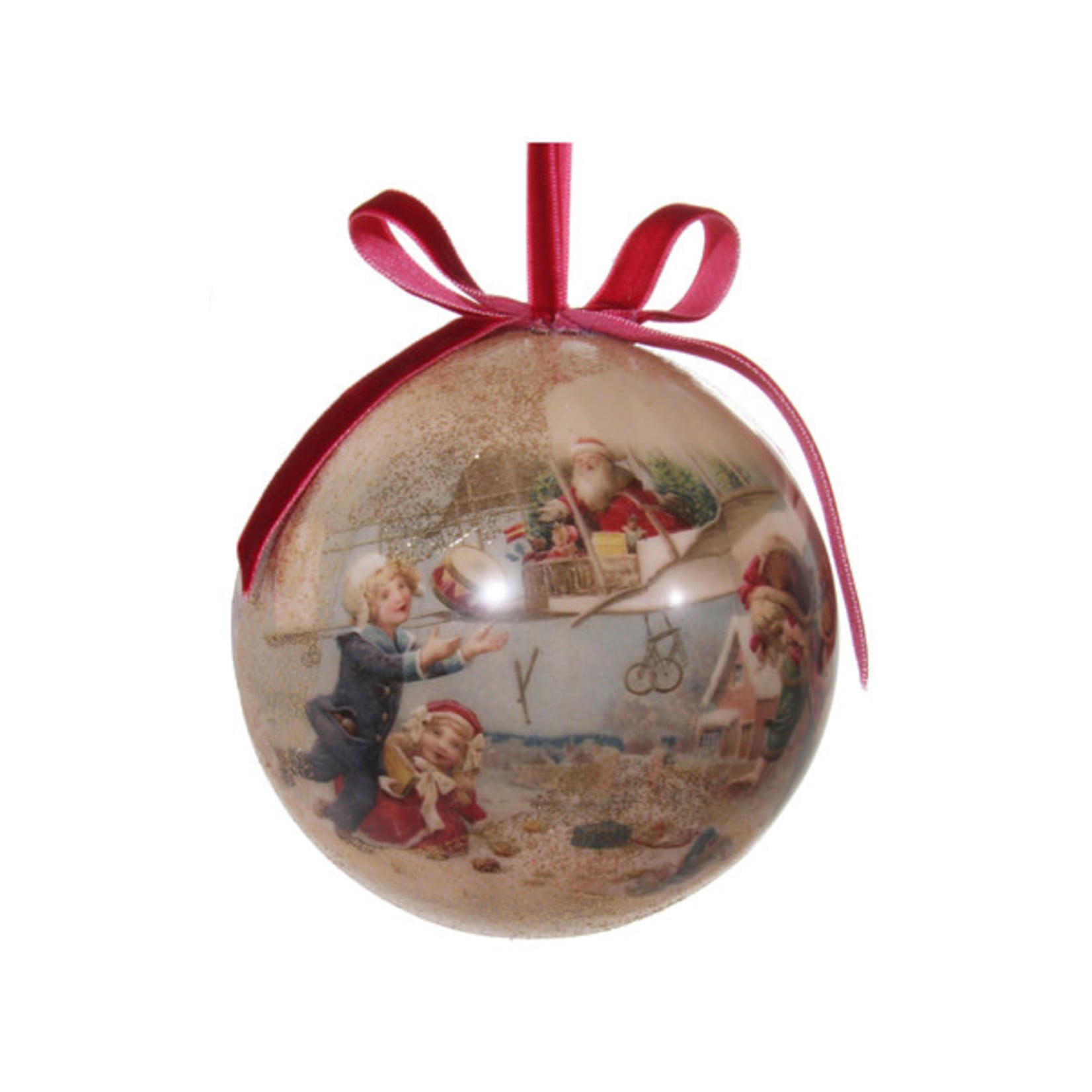 Shishi LLC Ball with Kids Red & Gold Ball Ornament 4"