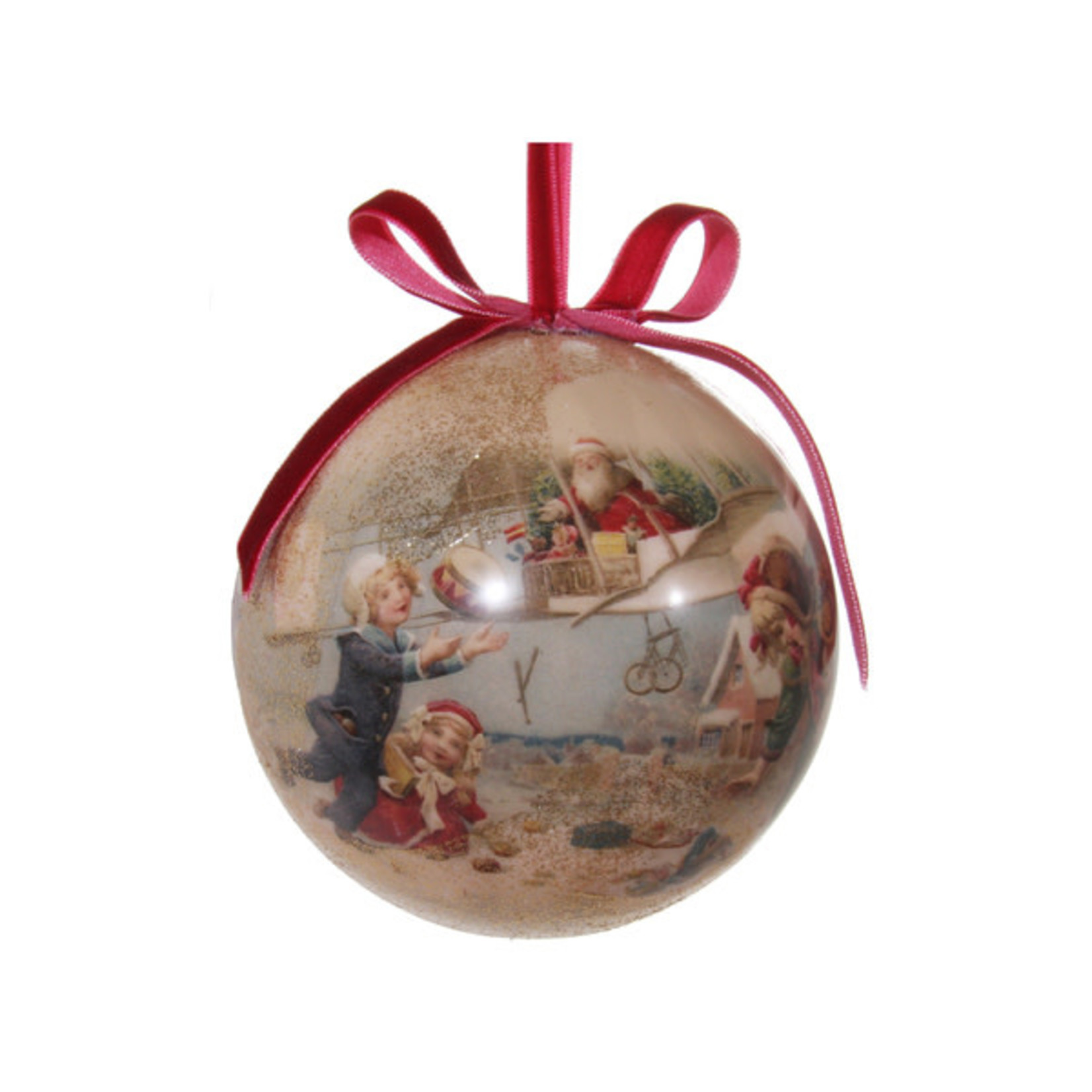 Shishi LLC Ball with Kids Red Gold Ornament