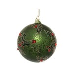 Shishi LLC Glass Ball Matte Holly Deco Ornament 4"