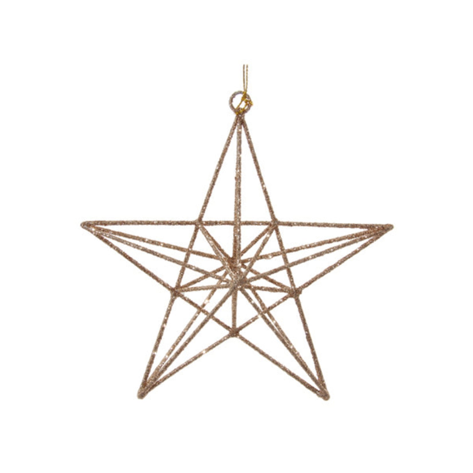 Shishi LLC Wire Star Rose Gold Sparkle Ornament 6"