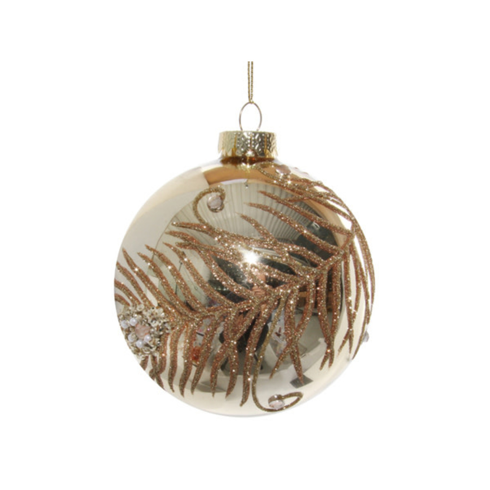 Shishi LLC Ball Gold Glitter Feather Ornament