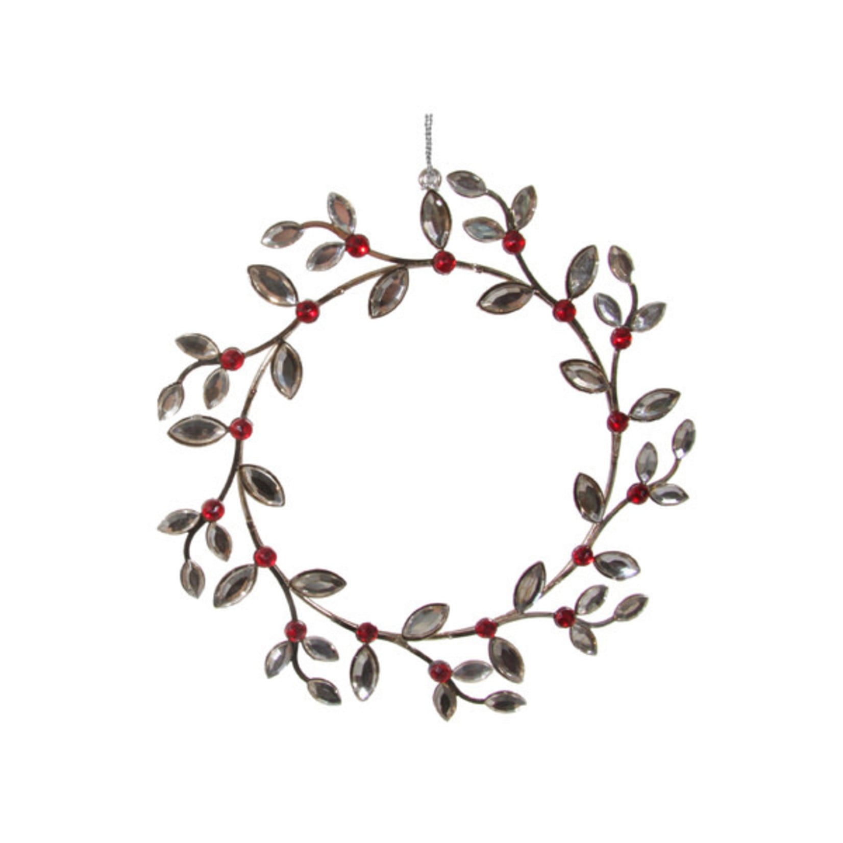 Shishi LLC Jewel Mistletoe Faceted Leaf Ring Ornament 6"