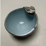 Two's Company Blue Enamel Bowl with Silver Shell