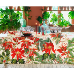 Garnier Thiebaut Poinsettias Holiday Cotton Tablecloth