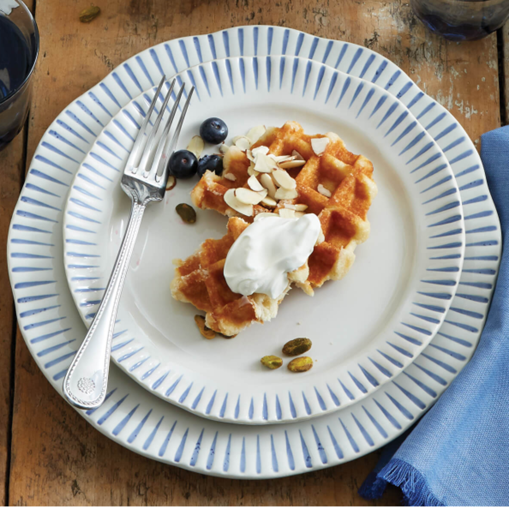 Juliska Sitio Stripe Indigo Dinner Plate