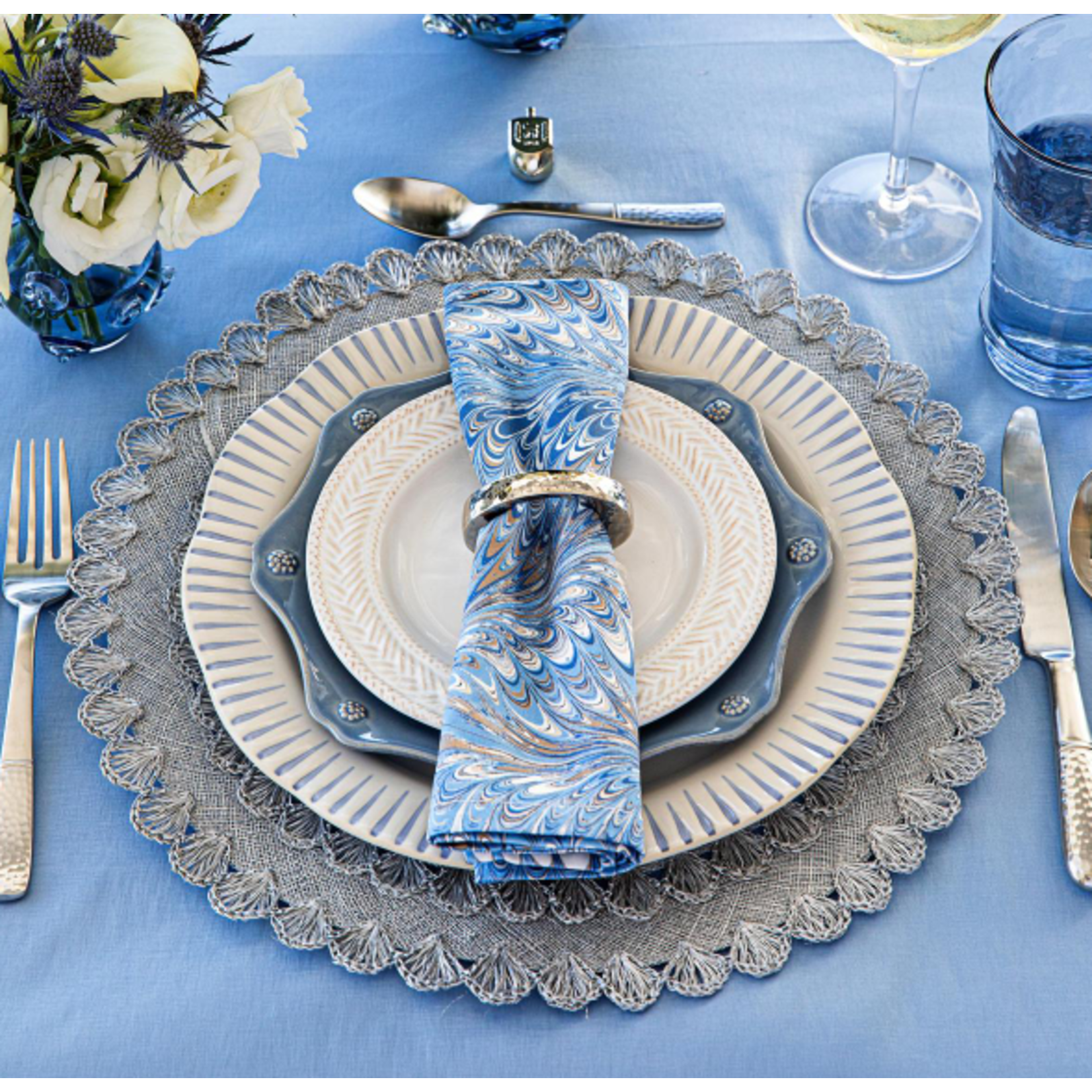 Juliska Sitio Indigo Stripe Ceramic Dinner Plate