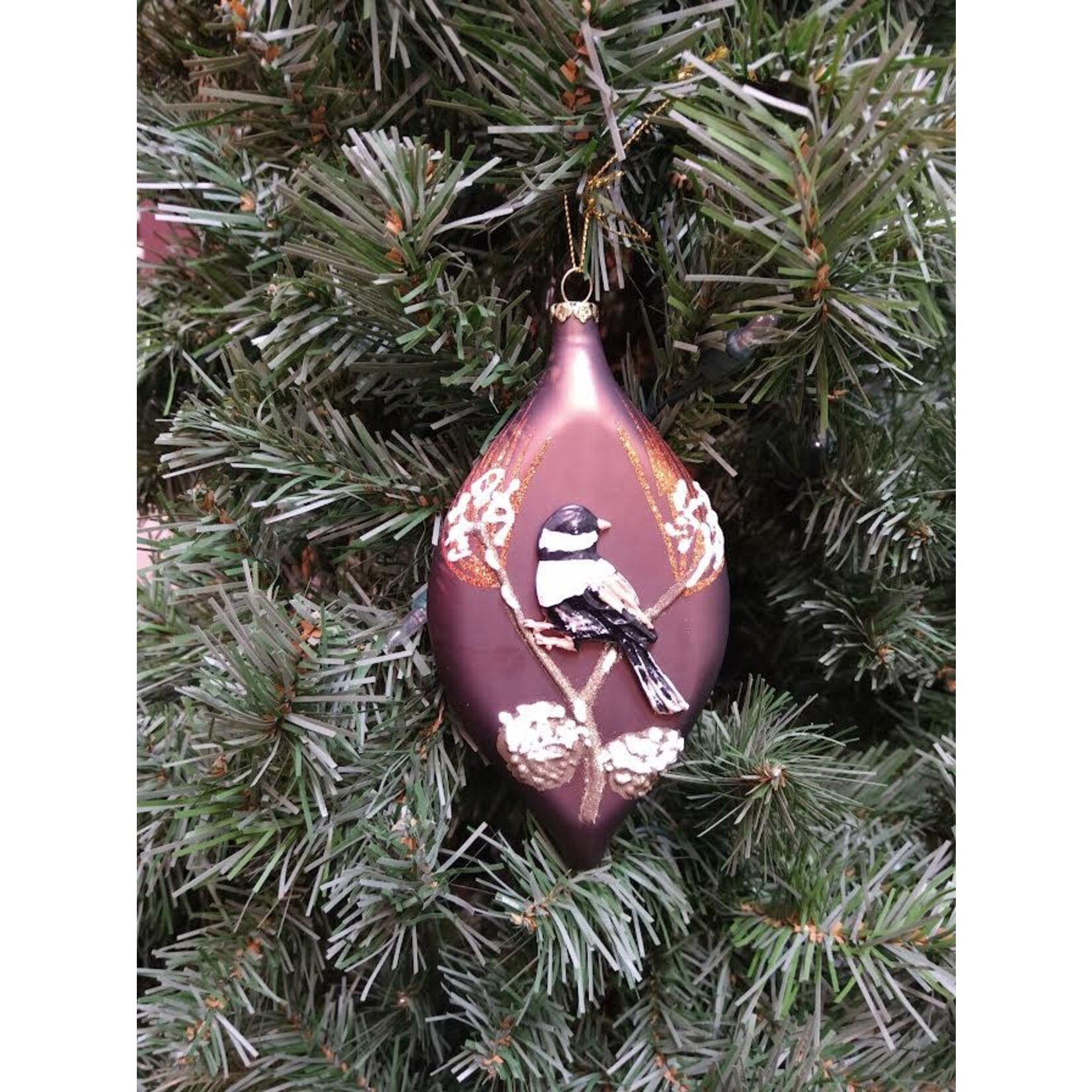 Katherine's Collection Bird Brown Medallion Bauble Glass Ornament