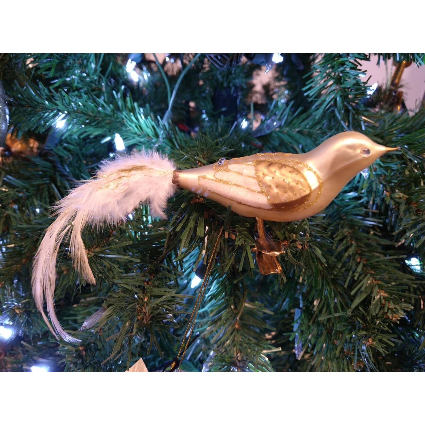 Katherine's Collection Ivory Euro Glass Bird Clip Ornament