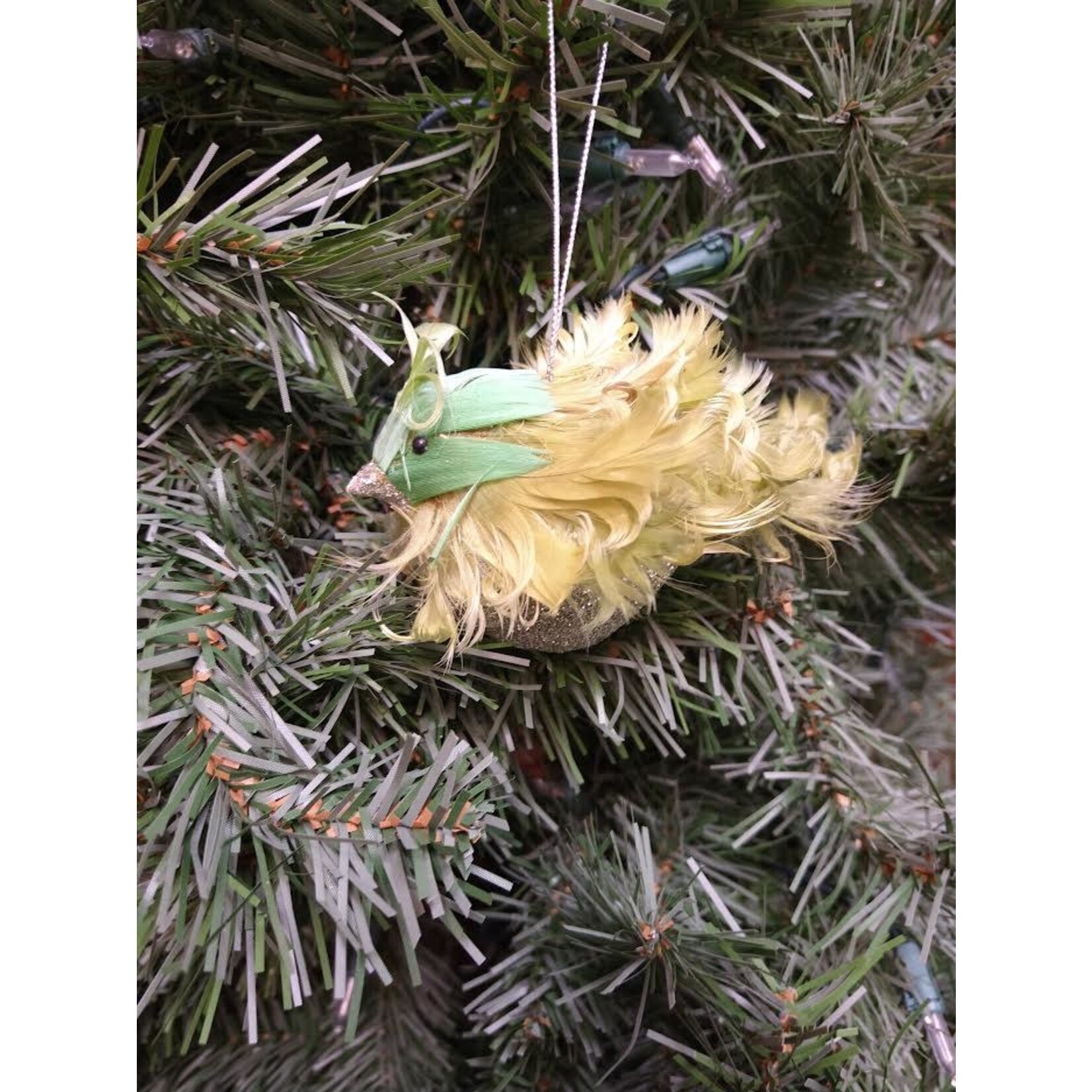 Katherine's Collection Green Fluffle Long Tail Small Bird Ornament