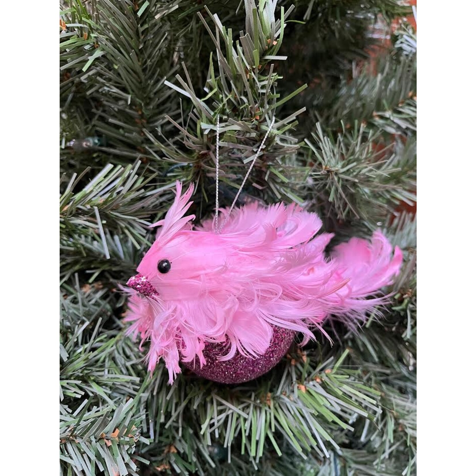 Katherine's Collection Large Pink Fluffle Bird  Longtail