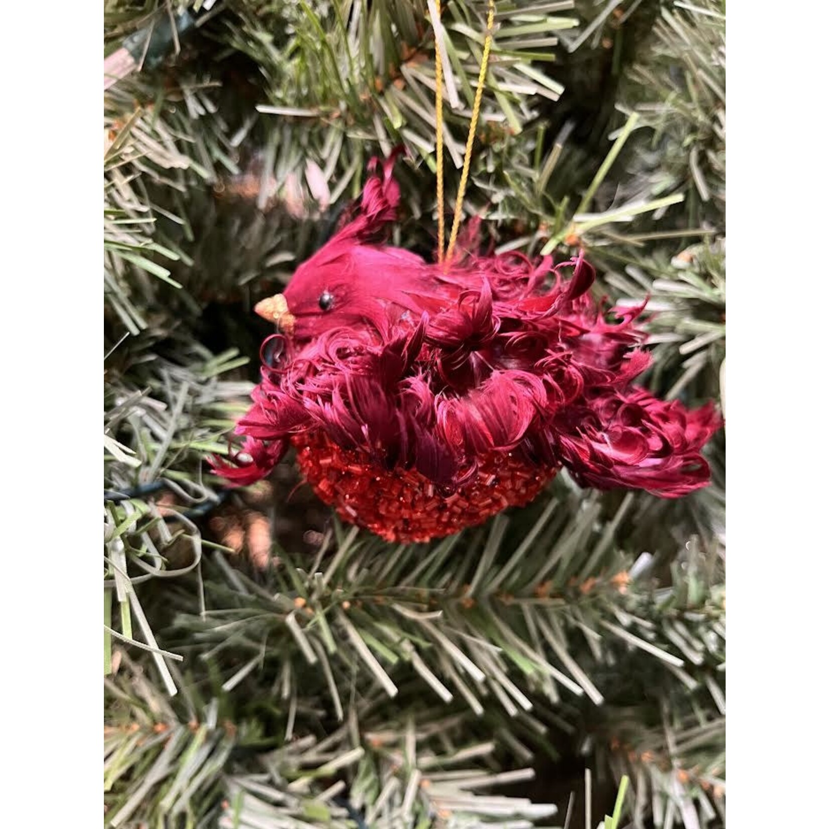 Katherine's Collection Burgundy Jewel Tone Nativity Fluffle Small   Bird Ornament