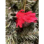 Katherine's Collection Red Diamond Belly Fluffle Twiggy Small Bird Ornament