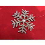Two's Company Beaded Silver Snowflake Ornament - Small