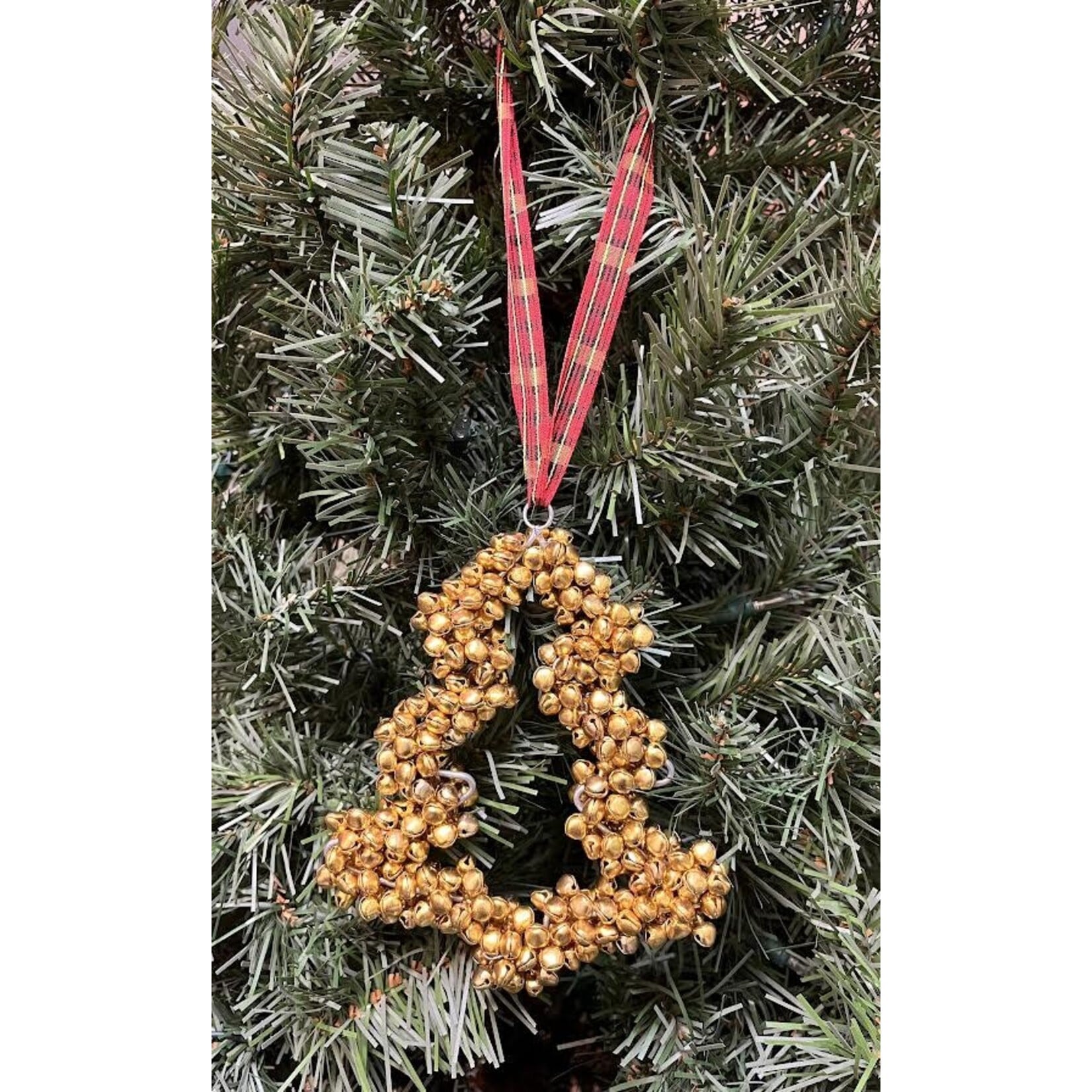 Two's Company Gold Jingle Bells Ornament 5"