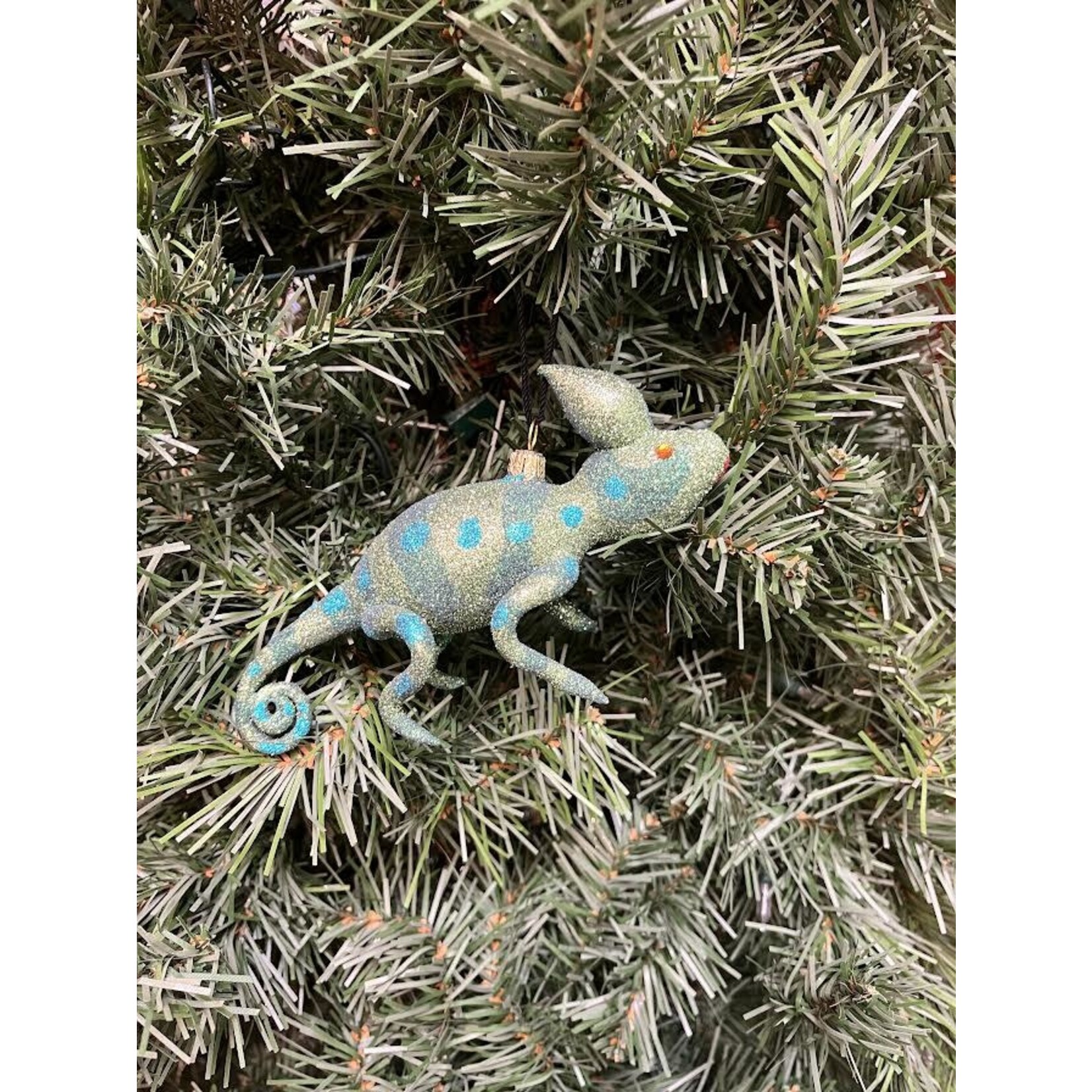 Mia Blue Chameleon Ornament