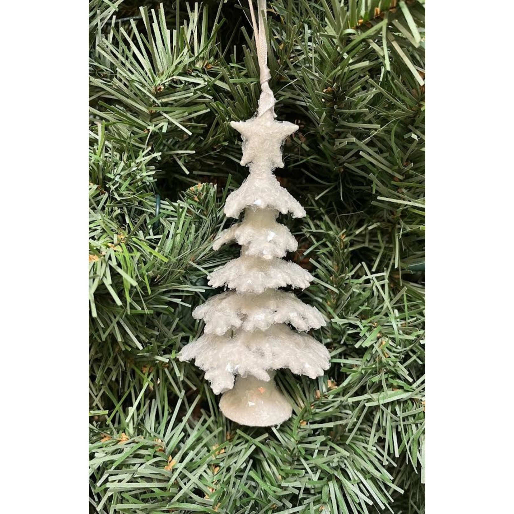 Sherri's Designs Tree Star Dove White Glitter Ornament
