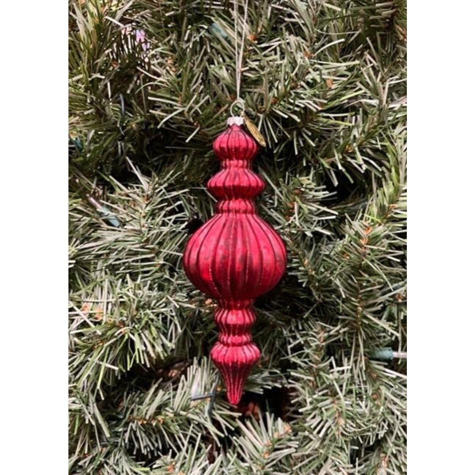 Katherine's Collection Crimson Fluted Glass Finial Ornament